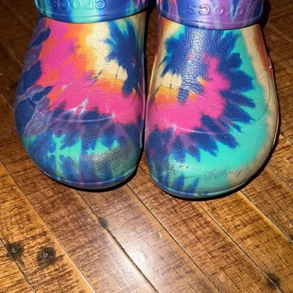 Crocs rubber washable nursing ortho tie dye 11 clogs